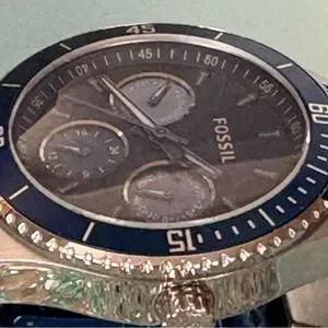Fossil Stella ES3035 Navy Aluminum Stainless Steel Chronograph Watch Fossil | Accessories | Fossil Stella Es335 Navy Aluminum  main image 4